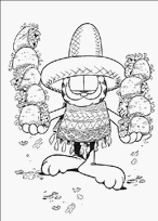 coloriage garfield et ses tacos mexicains
